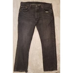 Levis 501 Jeans Mens 38x30 Black Original Fit Button Fly Dark Wash Denim Cotton
